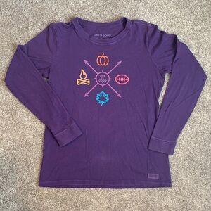 Life is Good Crusher Women’s Fall Purple Long Sleeve Shirt Size Medium